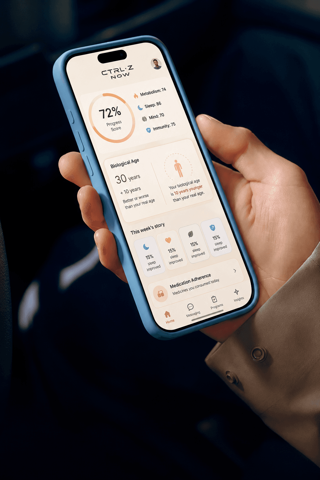 Health insights shown on a mobile app